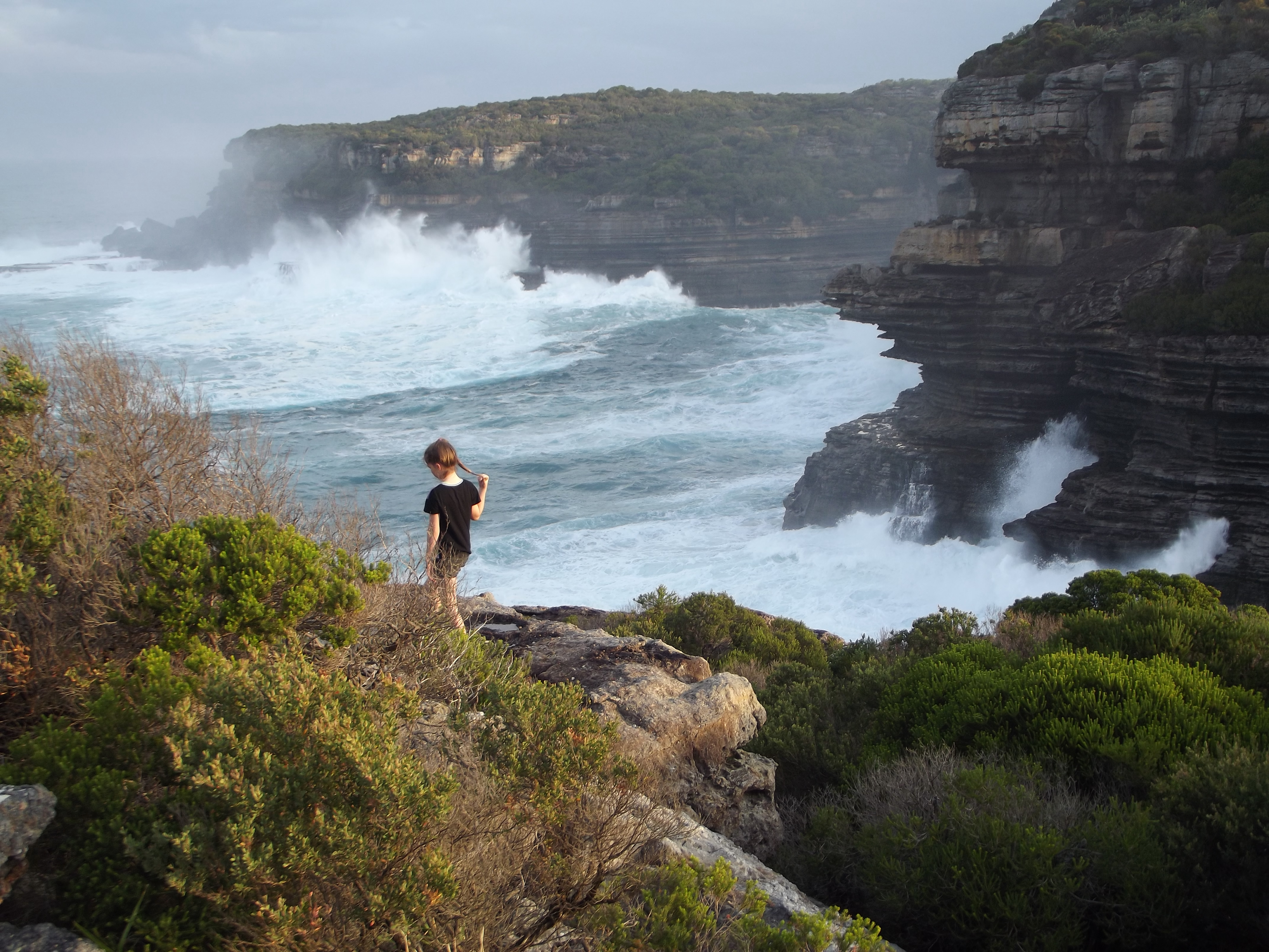 Amy exploring the cliffs